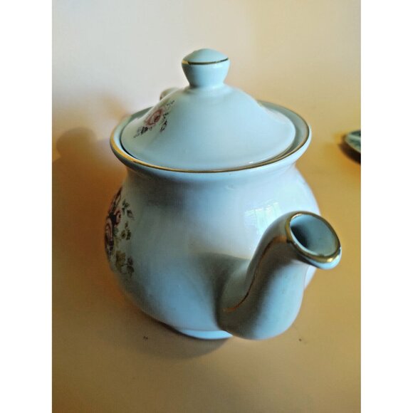 Sadler England Bone China 4 Cup Tea Pot Rose Basket Bouquet 1950's - Picture 4 of 12